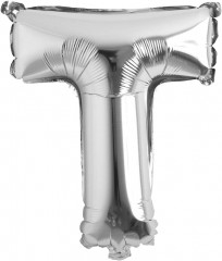 Petrecere - Balon din folie metalizata, argintiu, 80 cm, litera T