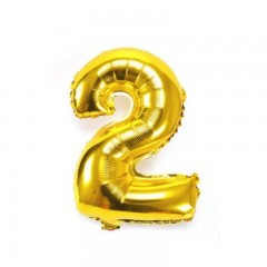 Petrecere - Balon din folie metalizata, auriu, 40 cm, cifra 2