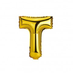Petrecere - Balon din folie metalizata, auriu, 40 cm, litera T