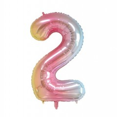 Petrecere - Balon din folie metalizata, curcubeu, 40 cm, cifra 2