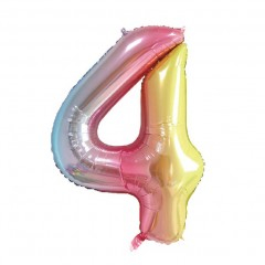 Petrecere - Balon din folie metalizata, curcubeu, 40 cm, cifra 4