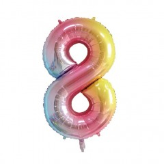 Petrecere - Balon din folie metalizata, curcubeu, 40 cm, cifra 8