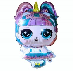 Petrecere - Balon folie printesa unicorn, supapa de autoetansare, 78x47 cm, multicolor