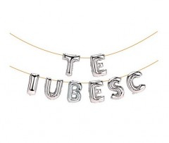 Petrecere - Set baloane Te iubesc silver, inaltime 45 cm