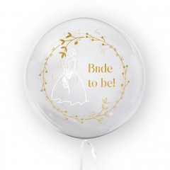 Petrecere - Balon transparent imprimat fata-verso, 45 cm, Bride to be !, decor nunta, auriu