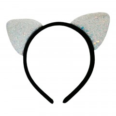 Petrecere - Bentita pentru copii, urechi de pisica cu minipaiete in nuante de bleu