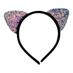 Petrecere - Bentita pentru copii, urechi de pisica cu minipaiete multicolore