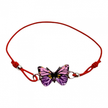 Produse Sezon - Bratara martisor, snur din elastic reglabil, cu fluturas multicolor