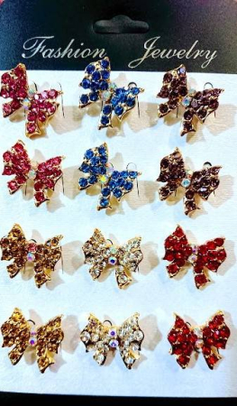 Martisor - brosa metalica fundita cu strasuri, set 12 bucati