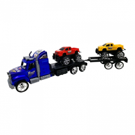 Jucarii - Camion de Jucarie Tip TIR Transportor cu Trailer, 42 cm, albastru