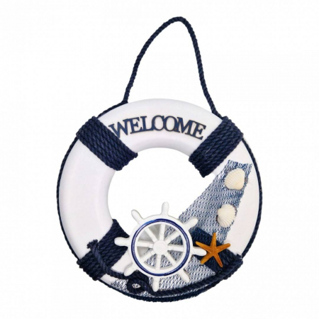 Vara - Colac de salvare decorativ cu accesorii marine, welcome, 23 cm