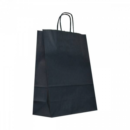 Ambalaje - Comanda instant Sacosa hartie kraft cu maner rasucit, 25x11x31 cm, bleumarin, set 12buc