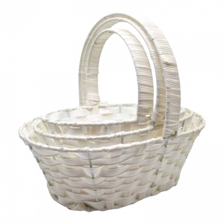 Cosuri - Set 3 cosuri ovale impletite, alb