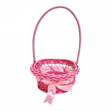 Cosuri - Cos impletit cu panglica satinata, roz, 12 cm