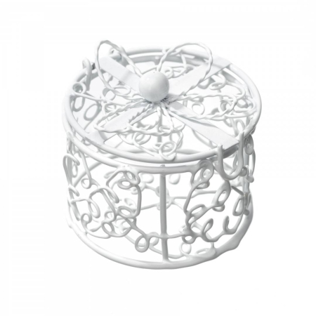 Cosuri - cos ornament metalic in forma de cilindru cu capac rabatabil, marturie nunta, botez