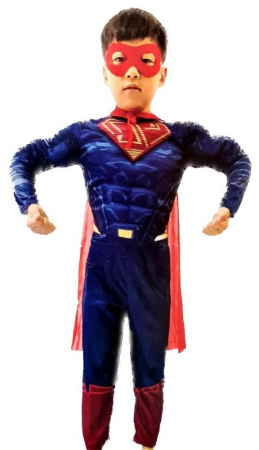 Petrecere - Costum carnaval cu muschi, pelerina si masca, 115-125 cm