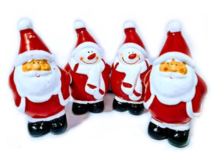 Craciun - Cutie cadou cu 2 Mosi Craciuni Si 2 omuleti de zapada din ceramica cu lumanare