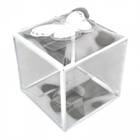 Cutii cadou - Set 12 cutii acetofan transparente cu fluture, 5x5x5 cm