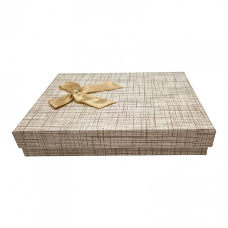 Cutii pentru bijuterii - Cutie de bijuterii cu fundita, crem, 16x12x3 cm