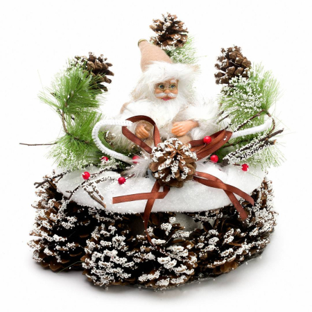 Craciun - Decoratiune Craciun handmade pentru masa, birou cu Mos Craciun rosu/alb mixt