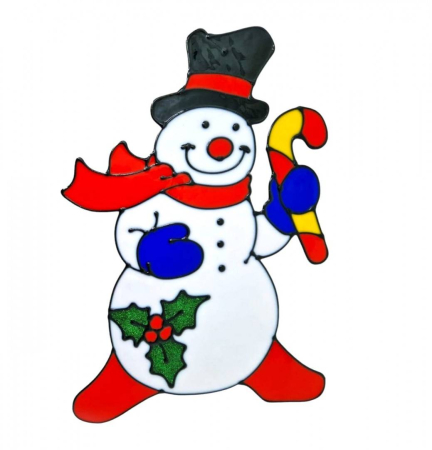 Craciun - Sticker de Craciun refolosibil, din silicon, om de zapada, 35 cm