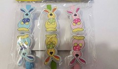 Paste - Set 6 clesti decorativi cu iepurasi, decoratiune din lemn