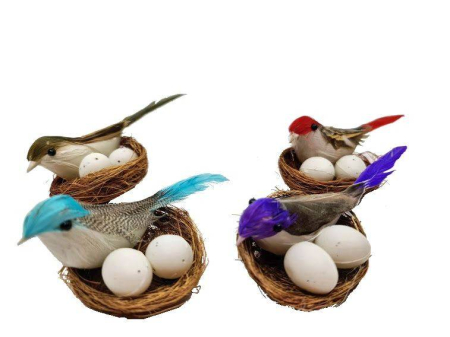 Paste - set 4 cuiburi cu pasari si oua, decoratiune Paste