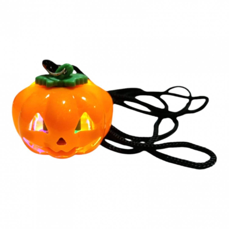 Halloween - Decoratiune Halloween, dovleac cu lumini intermitente, medalion pentru gat