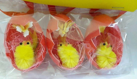 Paste - Decoratiune de Paste, puisori in coaja de ou, 3 bucati