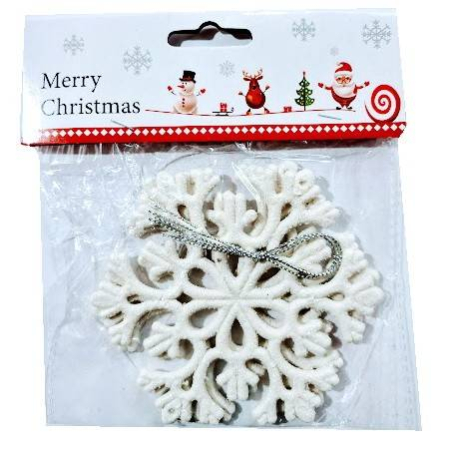 Craciun - Decoratiune pentru bradul de Craciun, set 2 stelute, alb sidefat, diametrul 11 cm