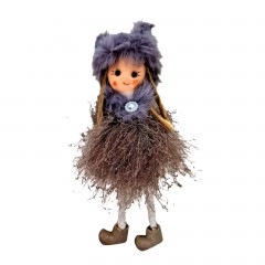 Craciun - Decoratiune pentru pomul de Craciun, fetita eleganta, 16 cm,  gri