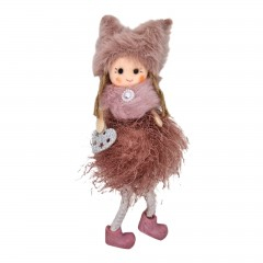 Craciun - Decoratiune pentru pomul de Craciun, fetita eleganta, 16 cm, roz somon