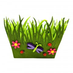 Paste - Cos cu maner de Paste, fetru, verde cu decoratiuni