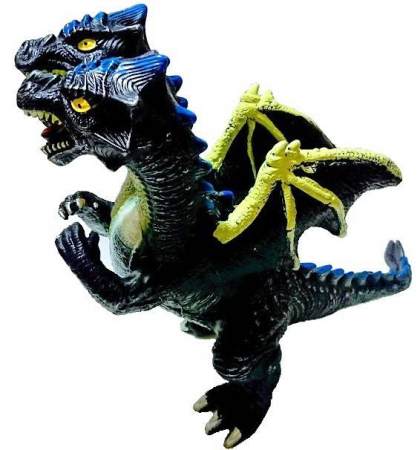 Animale - dinozaur cu aripi,2 capete, plastic moale, sunete specifce