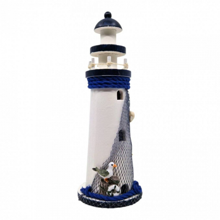 Vara - Far decorativ cu accesorii marine, lemn, 28 cm