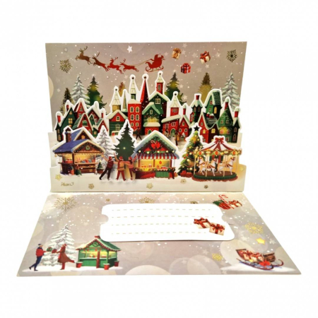 Craciun - Felicitare 3D cu plic, pentru Craciun, Merry Christmas, 19x13 cm