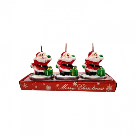 Craciun - Lumanari decorative pentru Craciun, set 3 buc, Mos Craciun