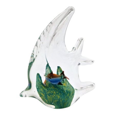 Produse Sezon - Figurina Decorativa Peste din Sticla Masiva, Lucrat Manual, 12 cm, Turcoaz