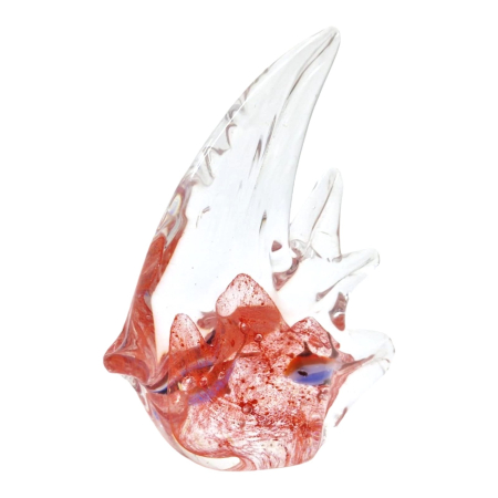 Produse Sezon - Figurina Decorativa Peste din Sticla Masiva, Lucrat Manual, 12 cm, Roz