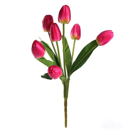 Flori artificiale - Flori arificiale, lalele, buchet de 7 fire, 37 cm, ciclam