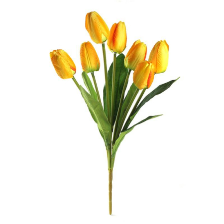 Flori artificiale - Flori arificiale, lalele, buchet de 7 fire, 37 cm, galben