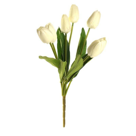 Flori artificiale - Flori arificiale, lalele, buchet de 7 fire, 37 cm, ivoire