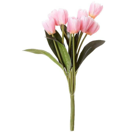 Flori artificiale - Flori arificiale, lalele, buchet de 7 fire, 37 cm, roz