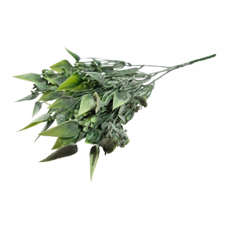 Flori artificiale - Frunze artificiale brumate cu muguri, buchet de 5 fire, 30 cm