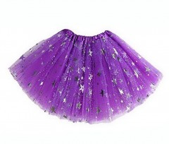 Petrecere - Fusta tutu mov cu stelute argintii, 3 straturi de tulle, 3-6 ani