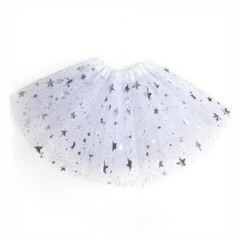 Petrecere - Fusta tutu alb cu stelute argintii, 3 straturi de tulle, 3-6 ani - Copie
