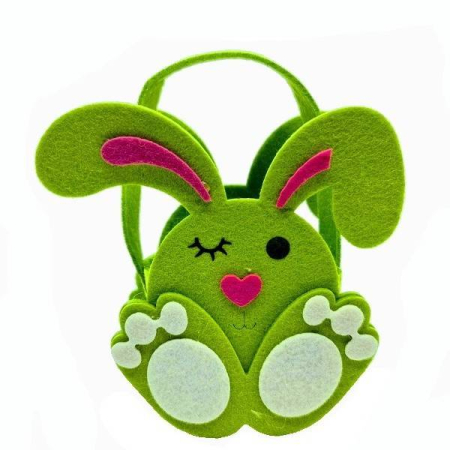 Paste - gentuta decorativa din fetru, model iepuras, cadou de Paste, 17x15x6 cm