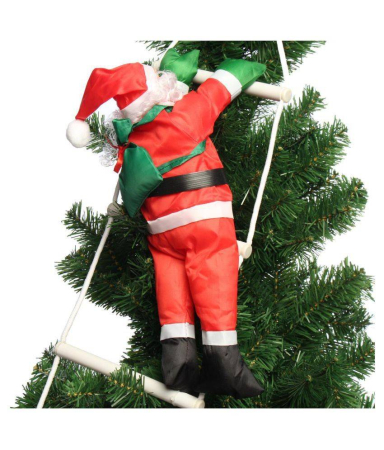 Craciun - Mos Craciun pe scara , 25 cm , decoratiune Craciun pentru exterior