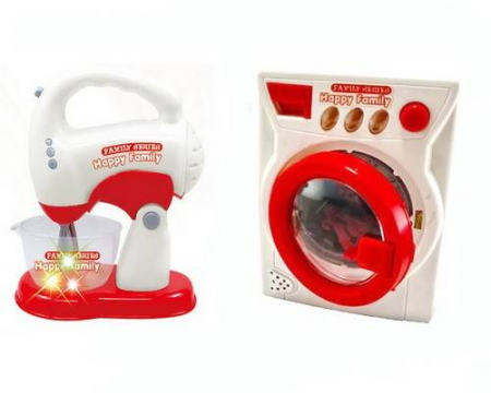 Jucarii Rol - Happy family, masina de spalat si mixer, cu lumini si sunete