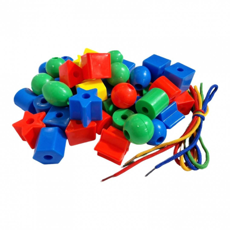 Jucarii Educative - Joc de snuruit figuri geometrice, 50 buc